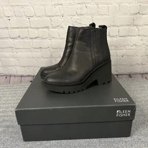 EILEEN FISHER -  Kat LT Chunky Leather Bootie - Picture 2 of 9